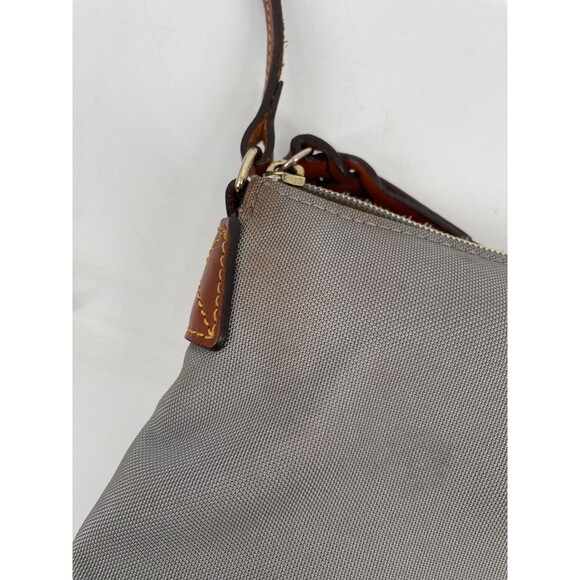 Dooney & Bourke Womens Pouchette Nylon Crossbody Bag Purse Gray Leather Brown - Picture 3 of 16